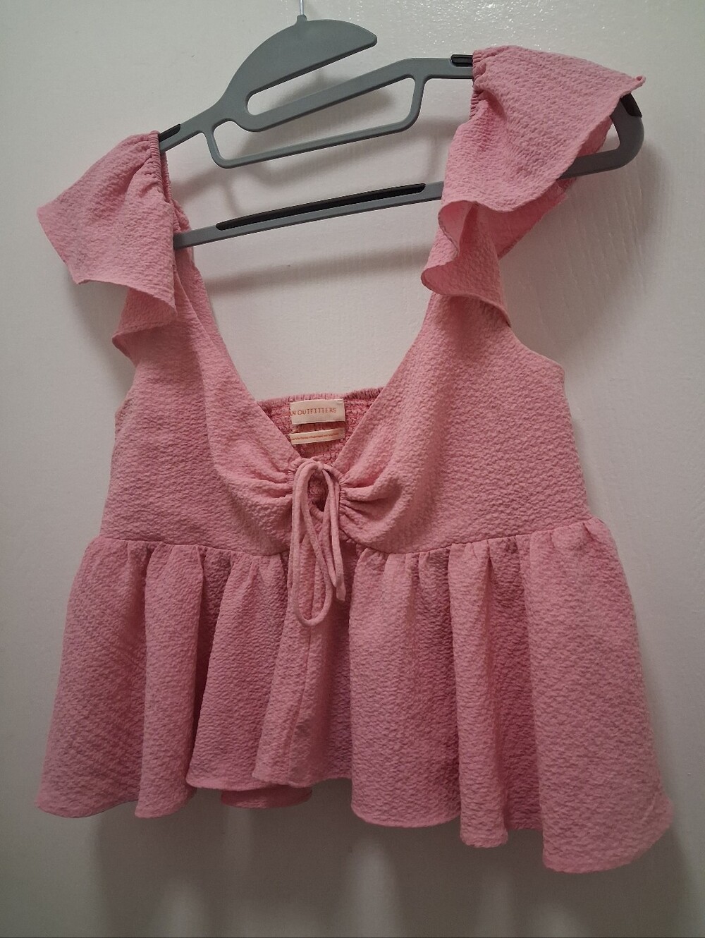 Urban Outfitters Dusty Pink Ruffle Tie-Front Crop Top